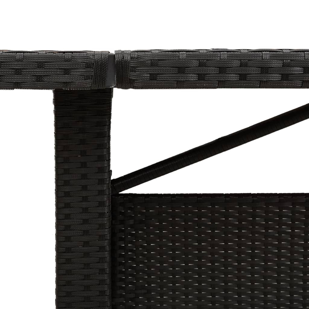 Fekete polyrattan kerti asztal akácfa lappal 240 x 90 x 75 cm