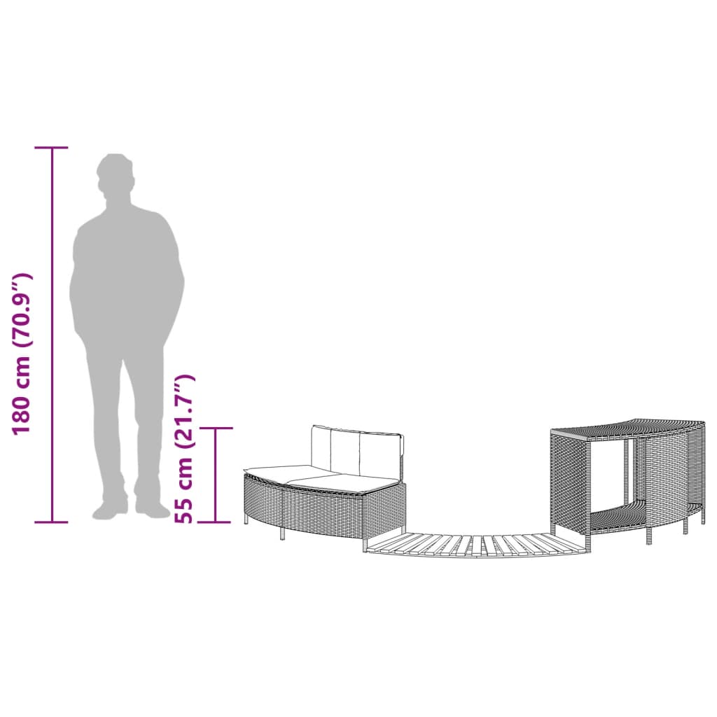 Fekete polyrattan és tömör akácfa jakuzzi-keret