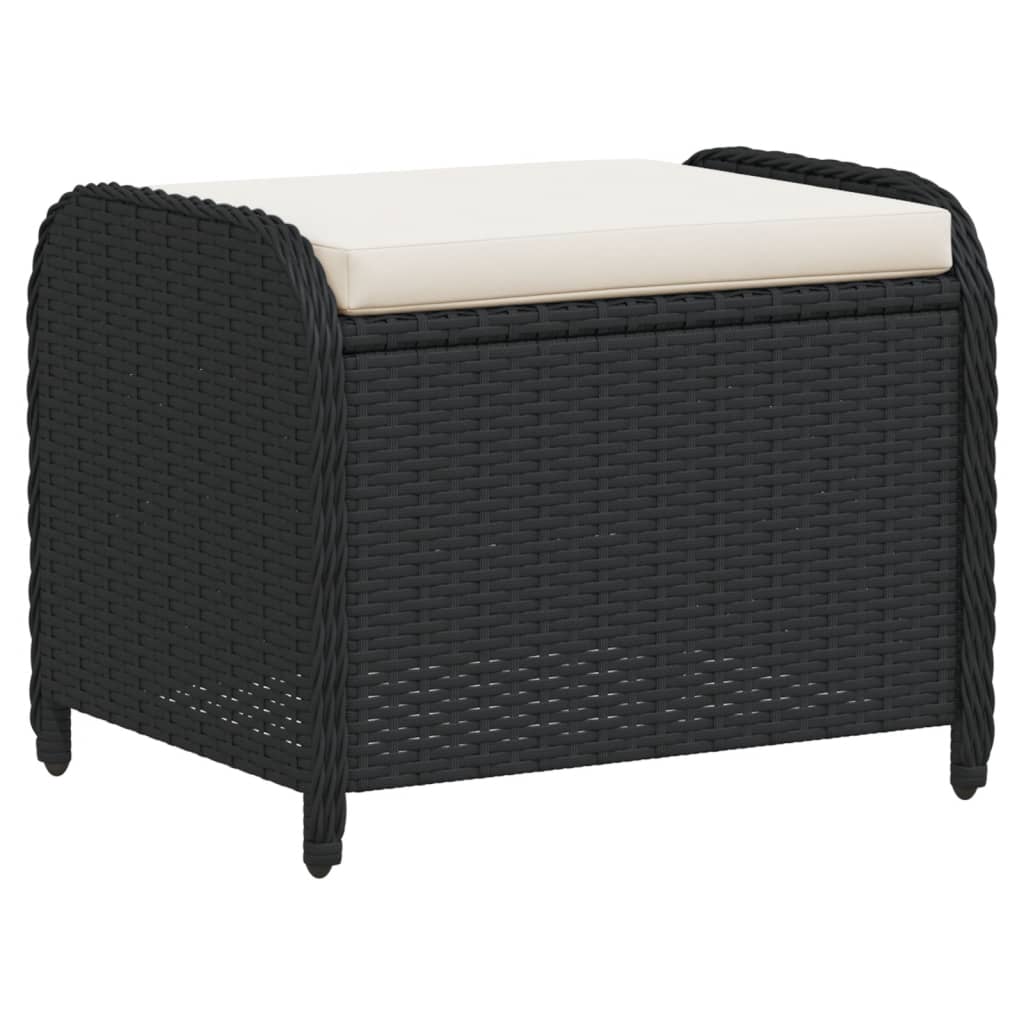 Fekete polyrattan kerti szék párnával 58 x 46 x 46 cm
