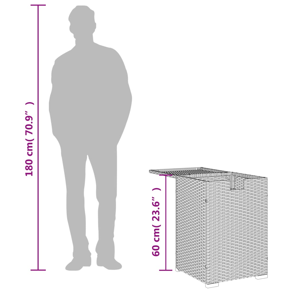 Bézs polyrattan propántartály borító asztal 40 x 40 x 60 cm