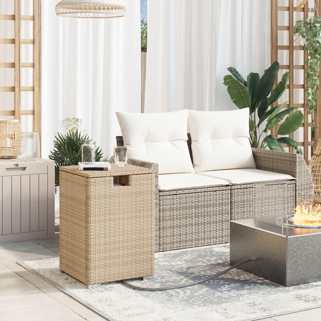 Bézs polyrattan propántartály borító asztal 40 x 40 x 60 cm