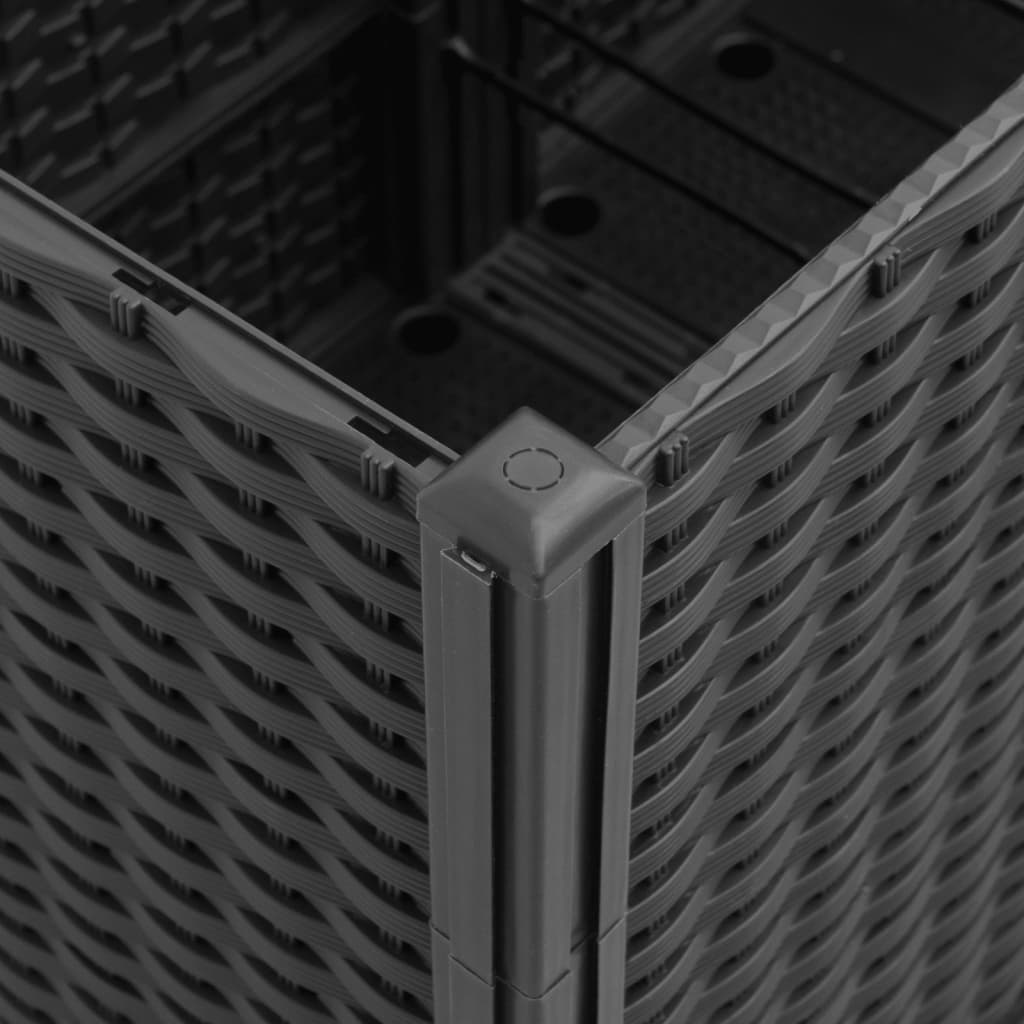 Fekete polipropilén rácsos kerti ültetőláda 160 x 40 x 140 cm