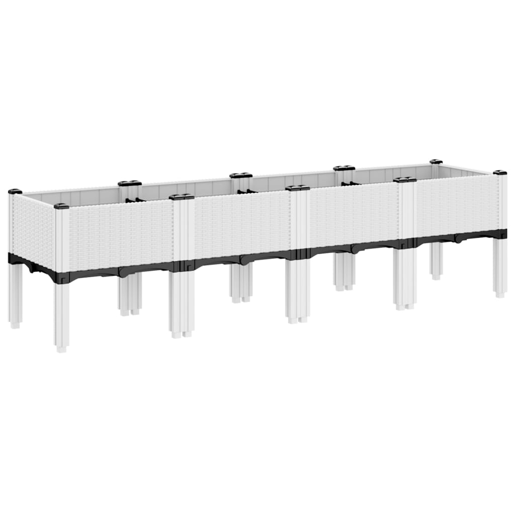 Fehér PP rácsos kerti ültetőláda 160 x 40 x 42 cm