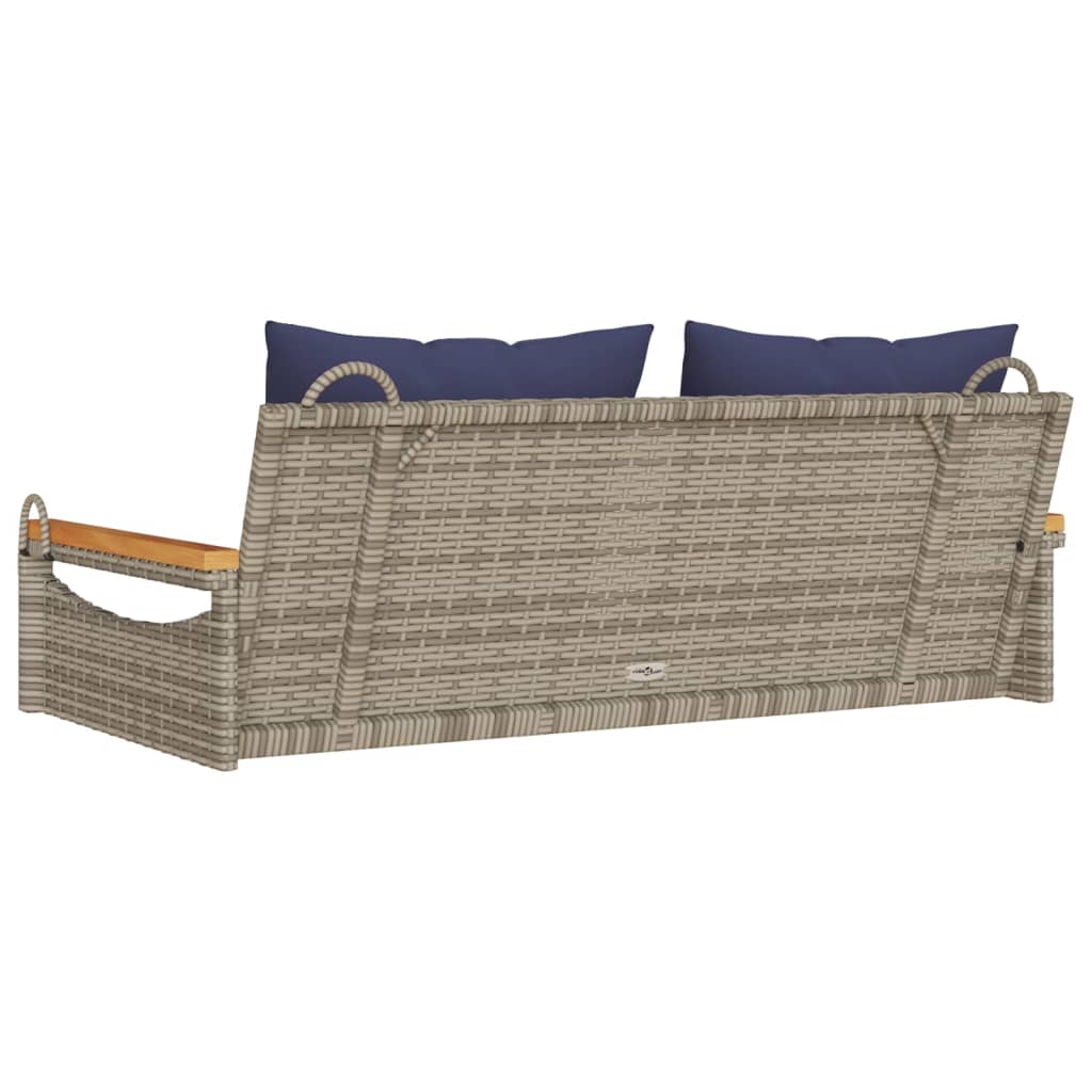 Szürke polyrattan hintapad párnákkal 109 x 62 x 40 cm