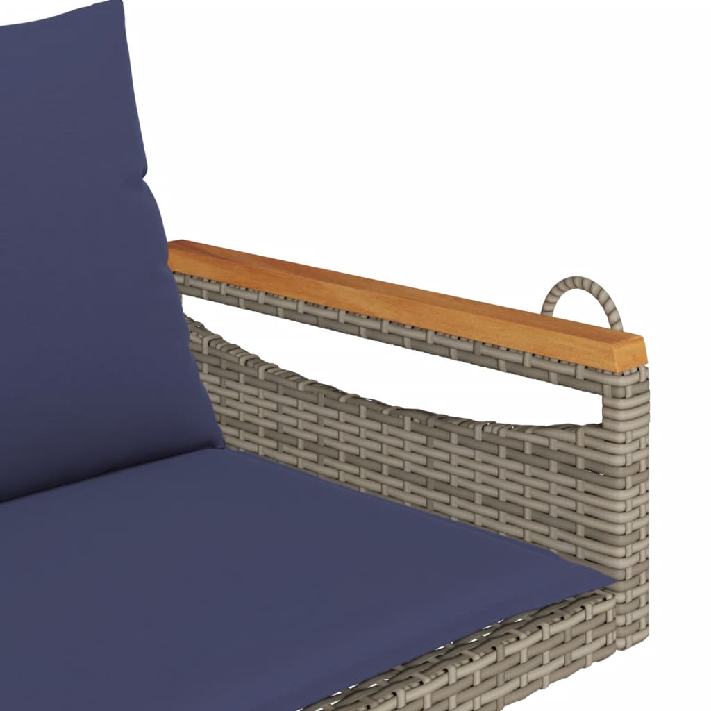 Szürke polyrattan hintapad párnákkal 109 x 62 x 40 cm