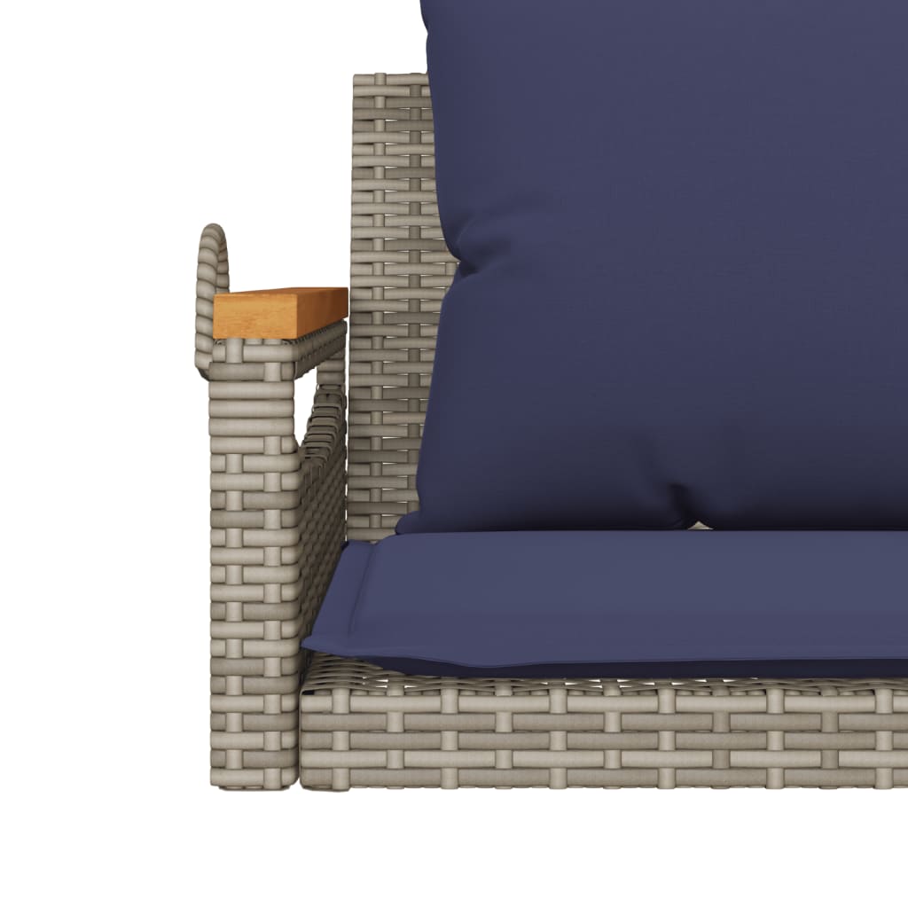 Szürke polyrattan hintapad párnákkal 109 x 62 x 40 cm