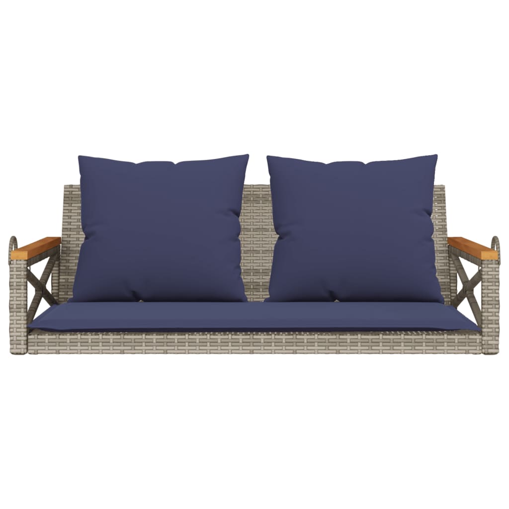 Szürke polyrattan hintapad párnákkal 109 x 62 x 40 cm