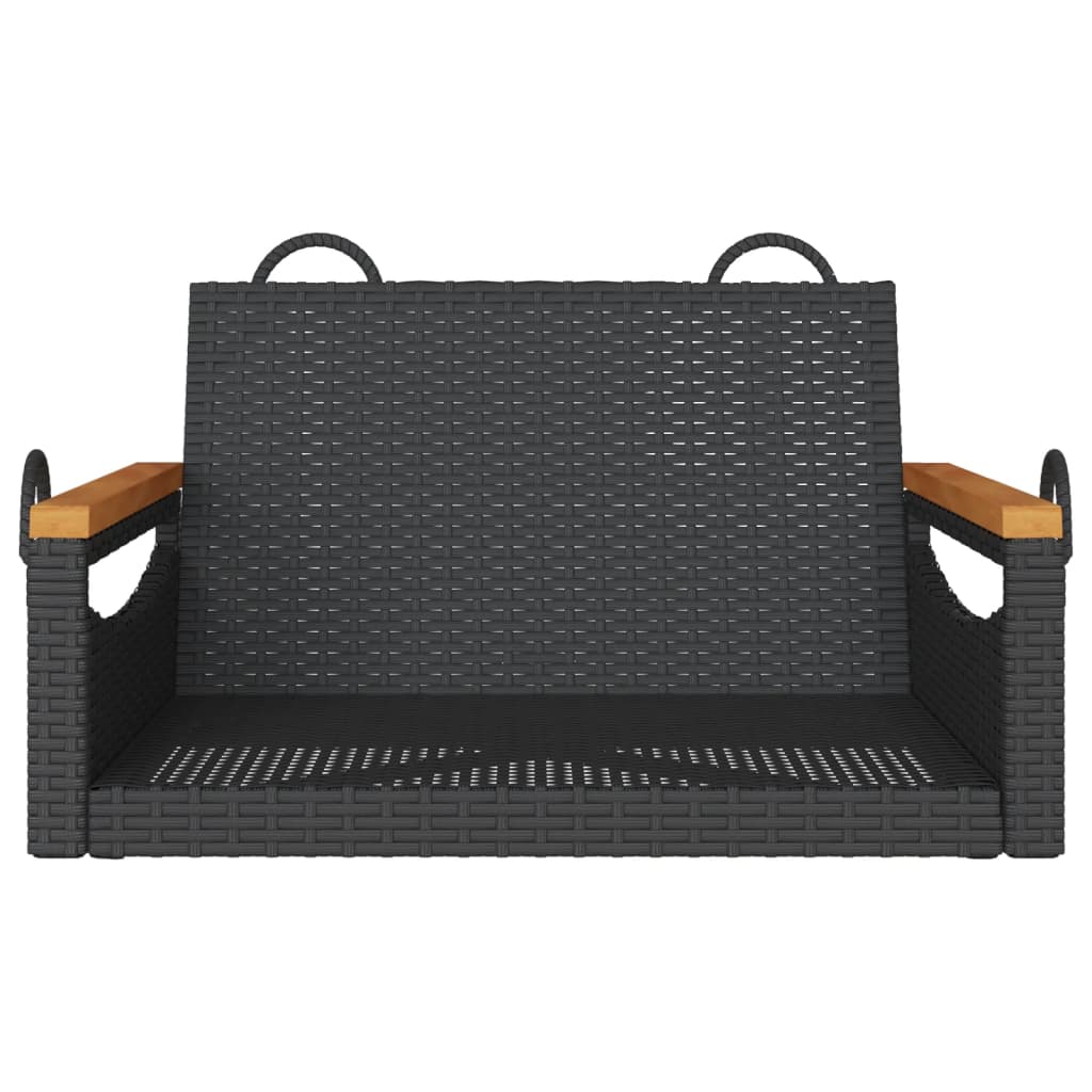 Fekete polyrattan hintapad 63 x 62 x 40 cm