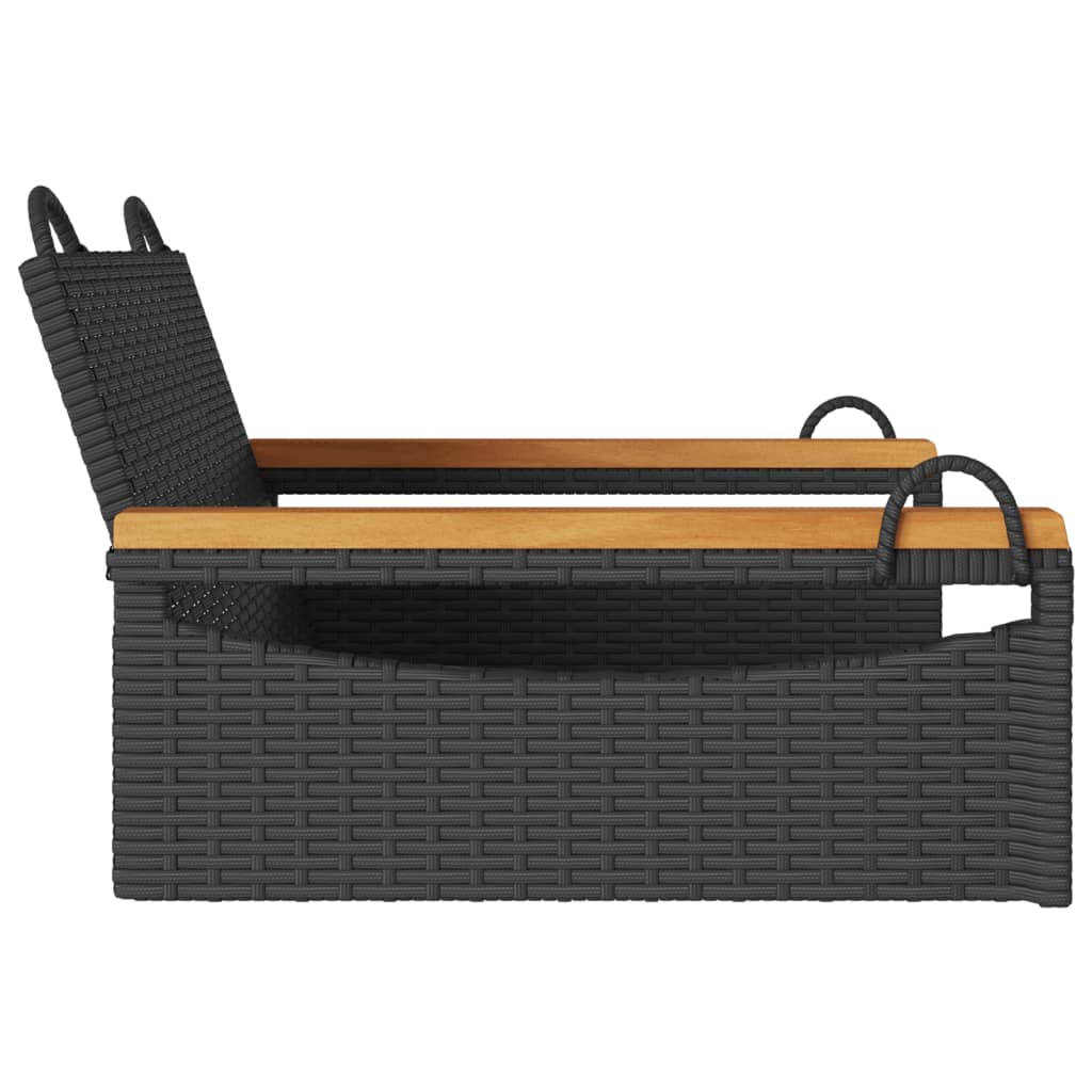 Fekete polyrattan hintapad 63 x 62 x 40 cm
