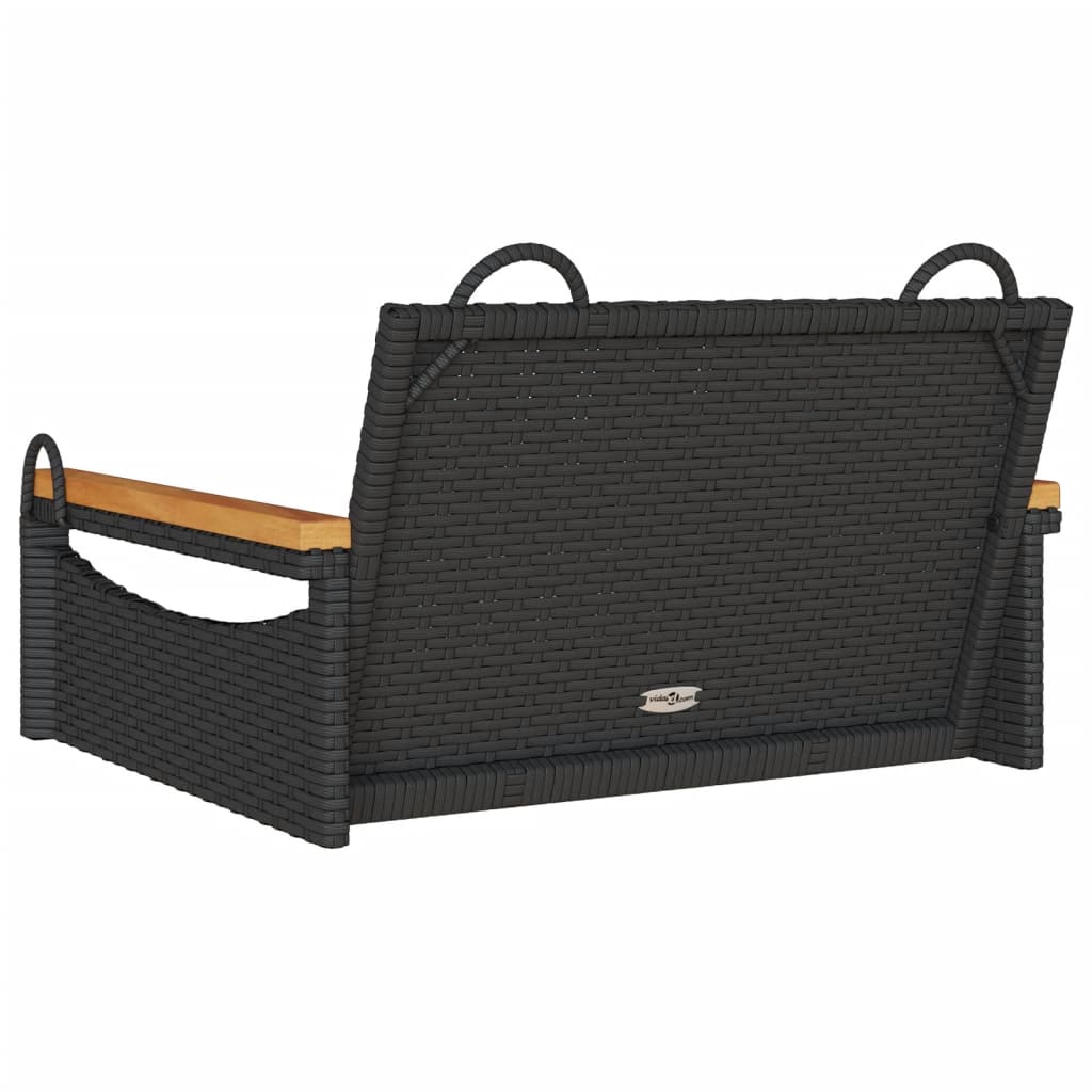 Fekete polyrattan hintapad 63 x 62 x 40 cm