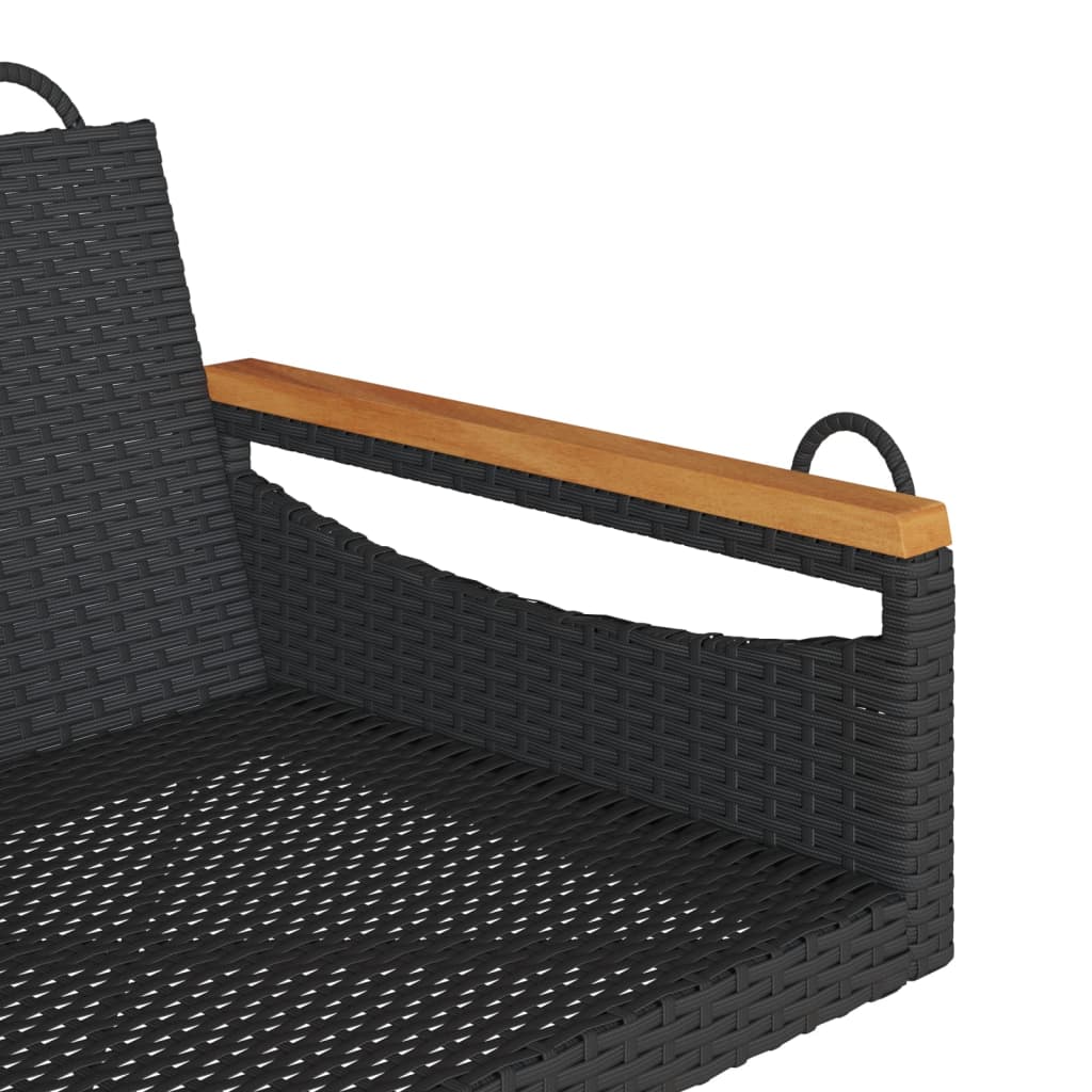 Fekete polyrattan hintapad 63 x 62 x 40 cm