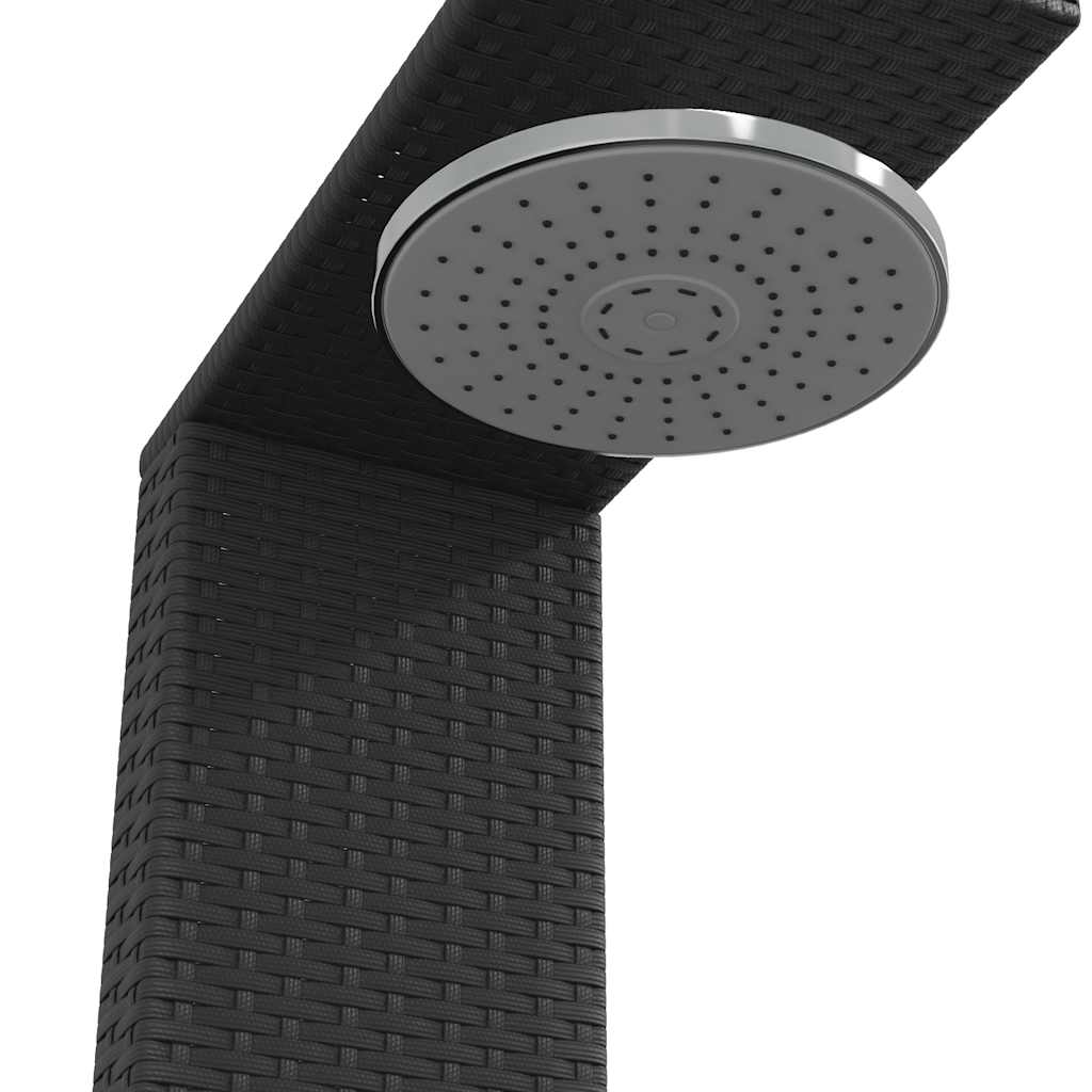 Fekete polyrattan és akácfa kültéri zuhanyzó 100x100x241,5 cm