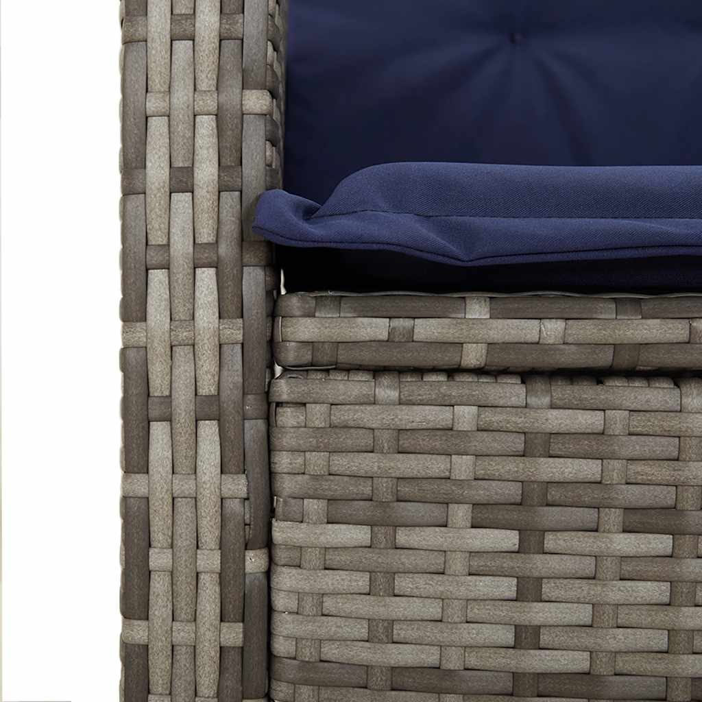 Szürke polyrattan dönthető kerti pad párnával