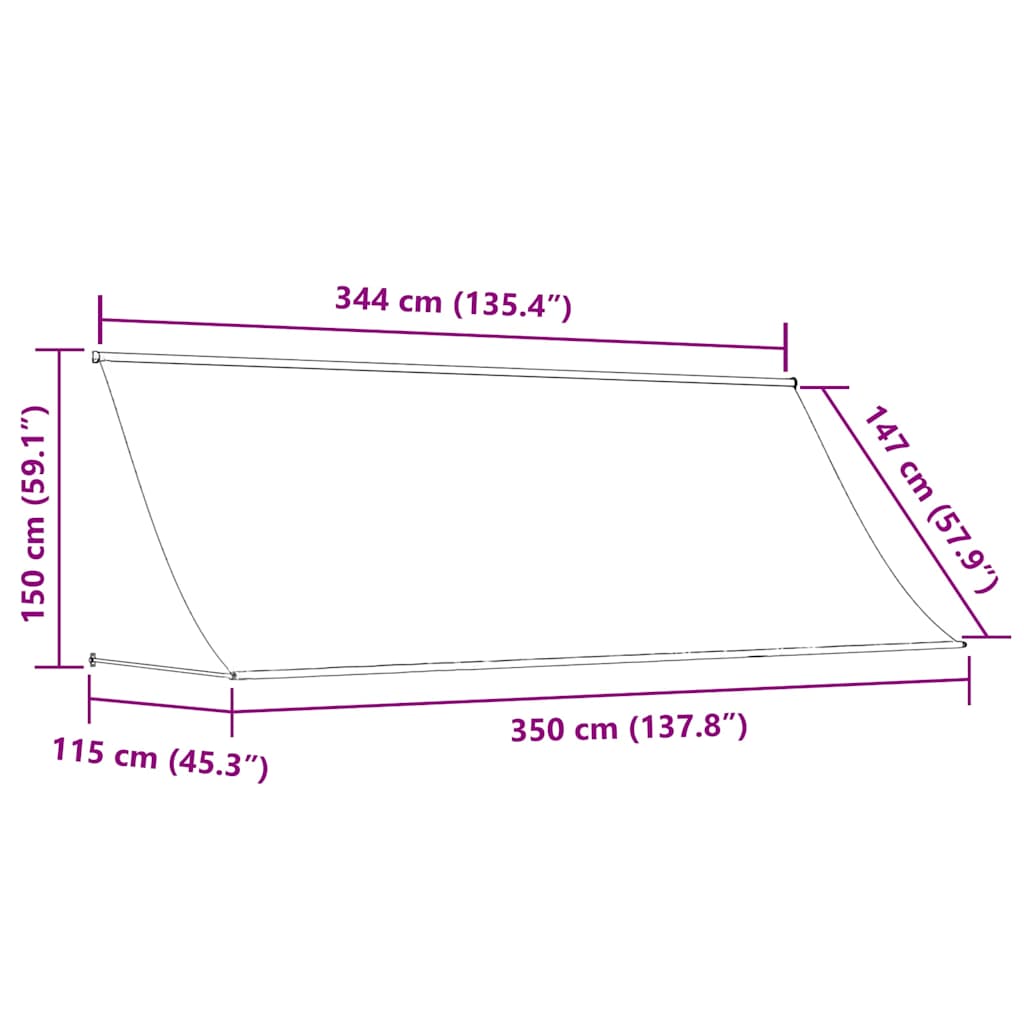 Antracit szövet és acél feltekerhető napellenző 350 x 150 cm