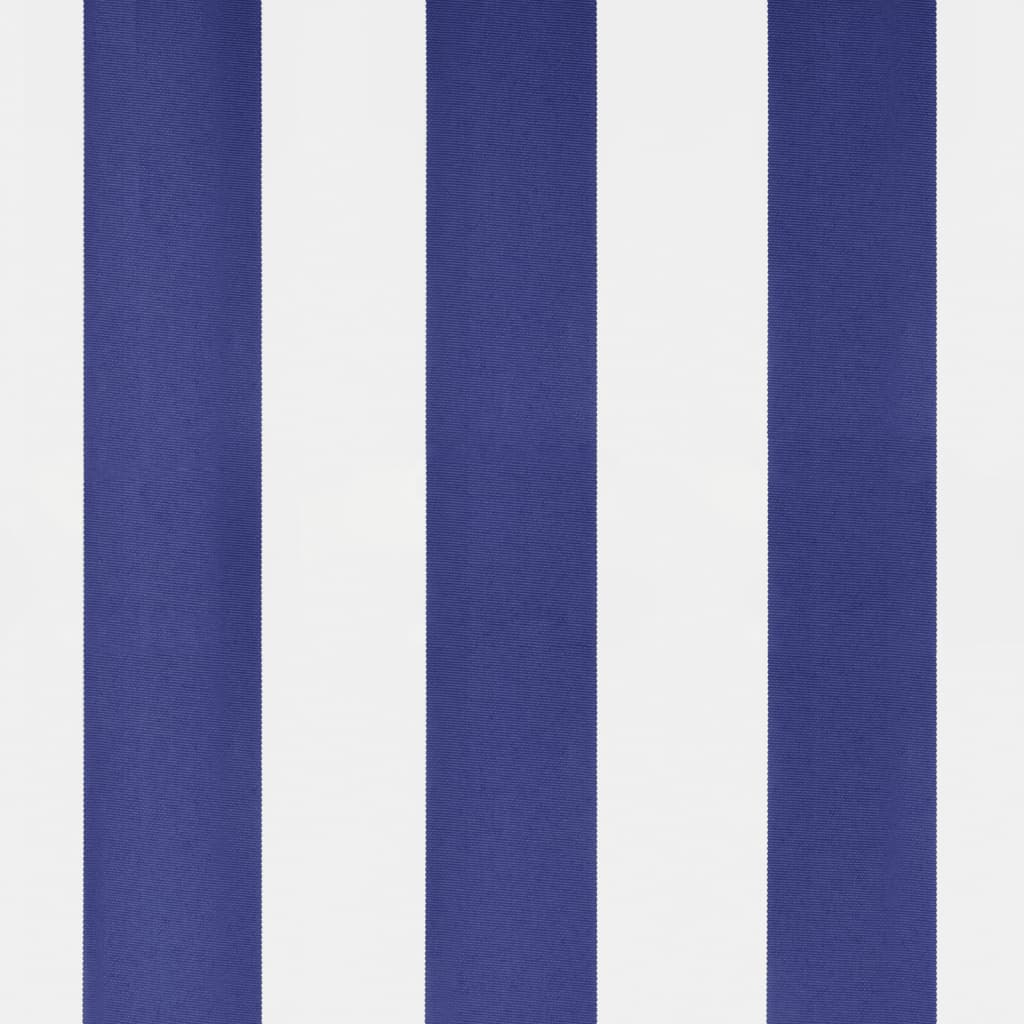 Kék-fehér szövet és acél szabadon álló napellenző 500 x 300 cm