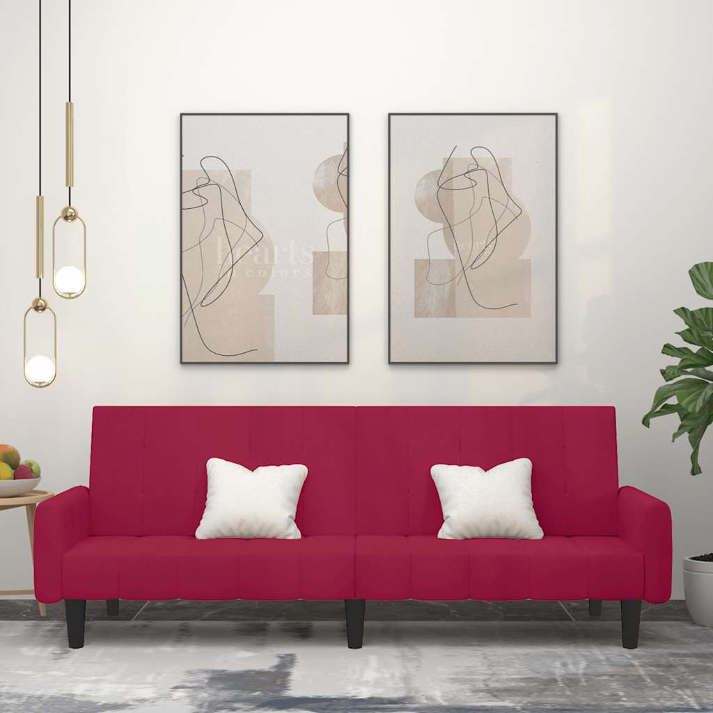 Kétszemélyes bordó bársony kanapéágy