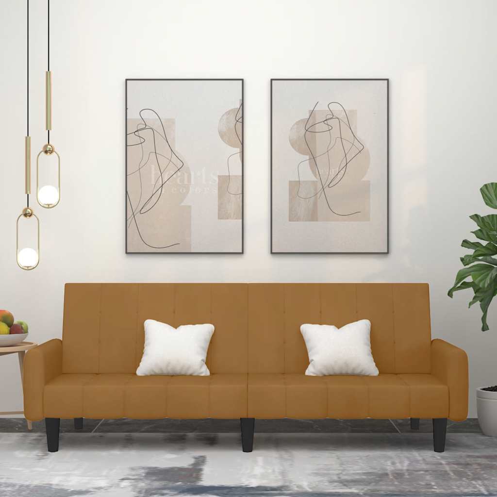 Kétszemélyes barna bársony kanapéágy