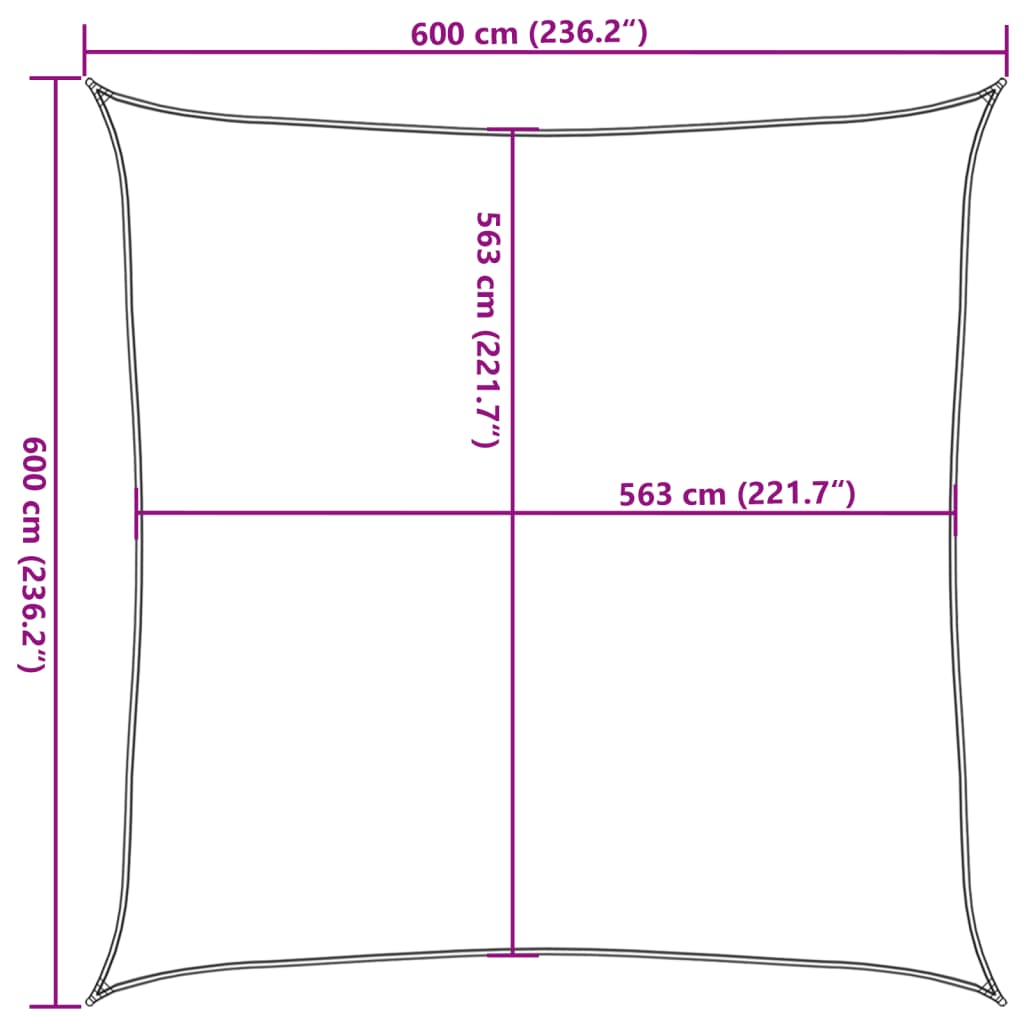 Világosszürke 100% poliészter oxford szövet napvitorla 6x6 m