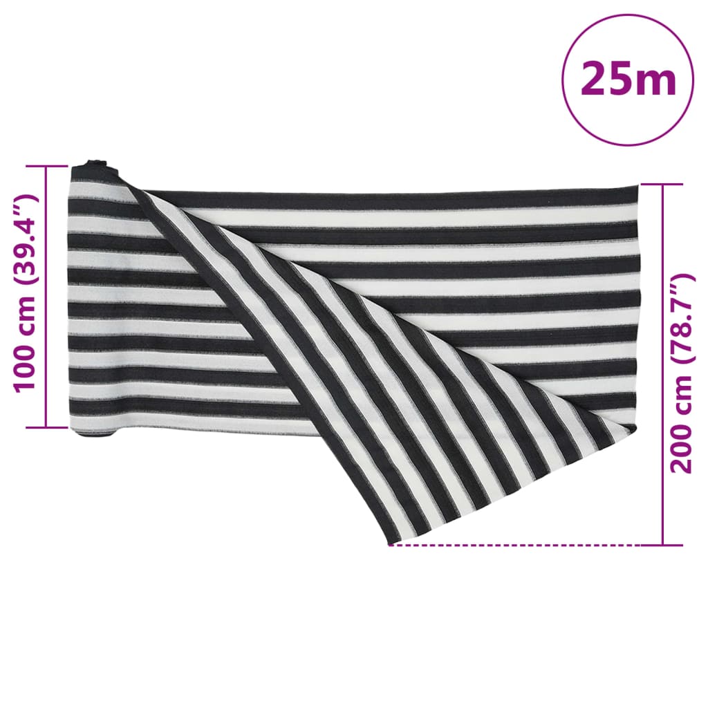 Antracitszürke és fehér HDPE belátásgátló háló 2 x 25m 150 g/m²