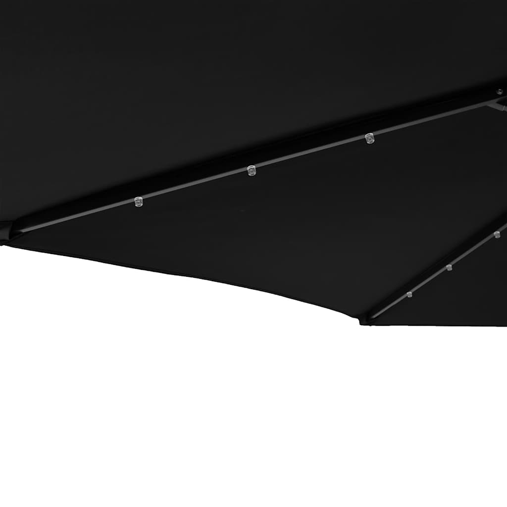 Fekete kerti napernyő LED-del és acél rúddal 225 x 225 x 212 cm