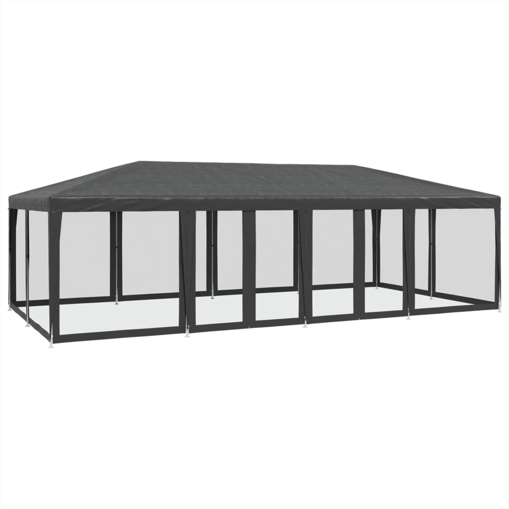 Antracitszürke HDPE rendezvénysátor 12 hálós oldalfallal 8x4 m