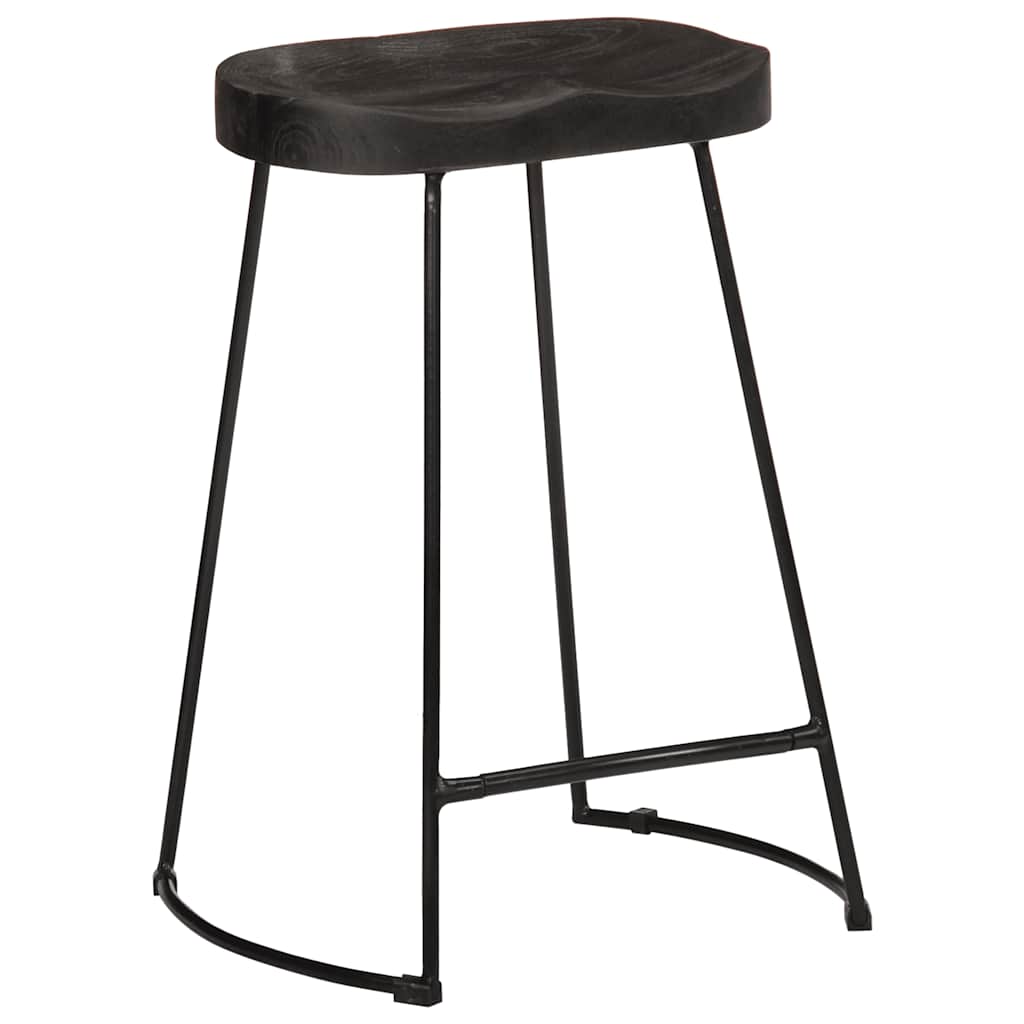 Bárszékek 2 db Fekete 45x40x62 cm tömör fa Mango