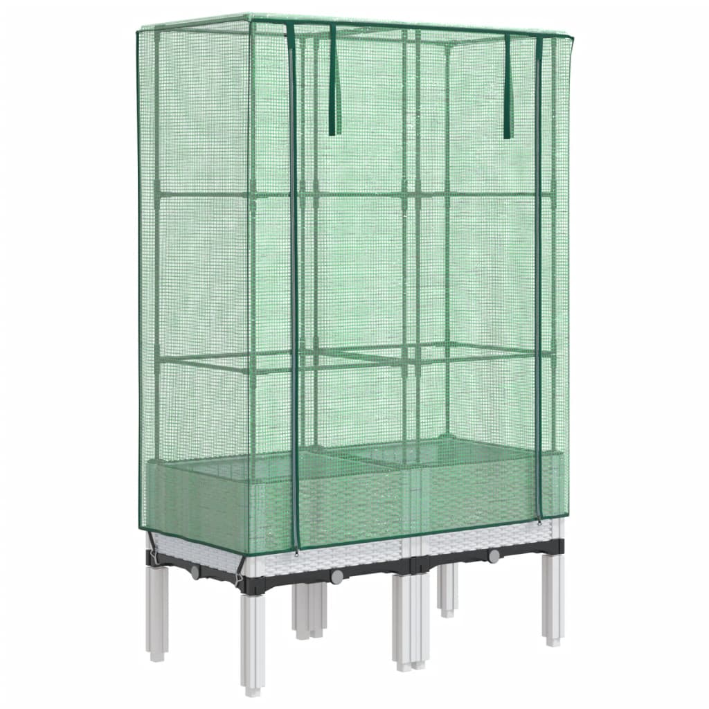 Rattan megjelenésű magaságyás melegháztakaróval 80x40x140 cm