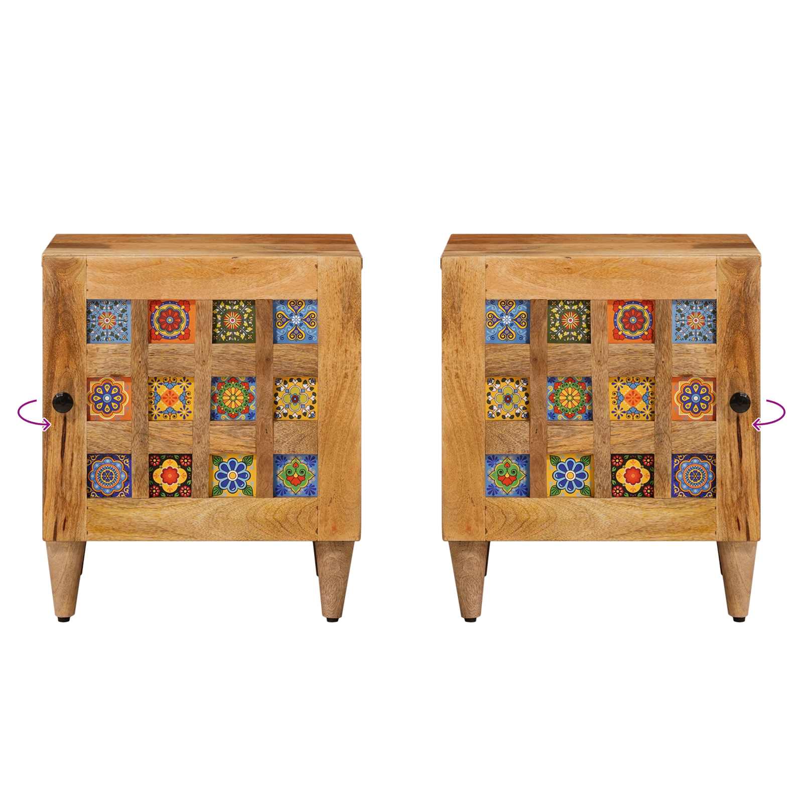 Éjjeliszekrény Természetes 40 x 33,5 x 46 cm Tömör Mangófát