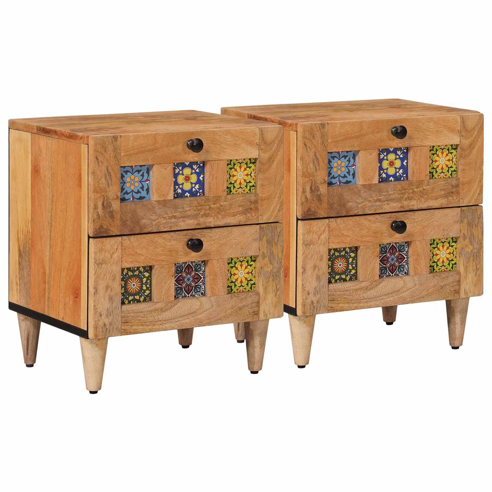 Éjjeliszekrény fiókkal 2 pcs Természetes 40 x 33,5 x 46 cm