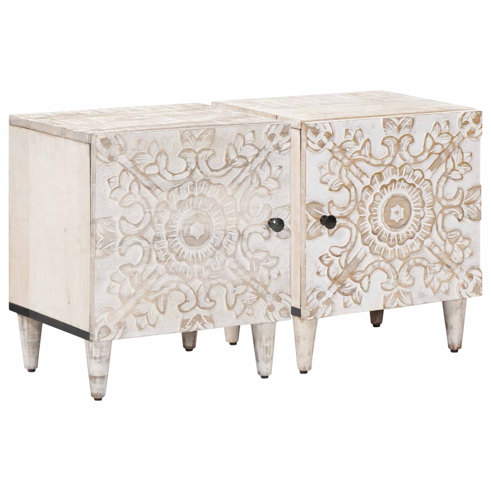 Éjjeliszekrény 2 pcs Fehér 40 x 33,5 x 46 cm Tömör Mangófát