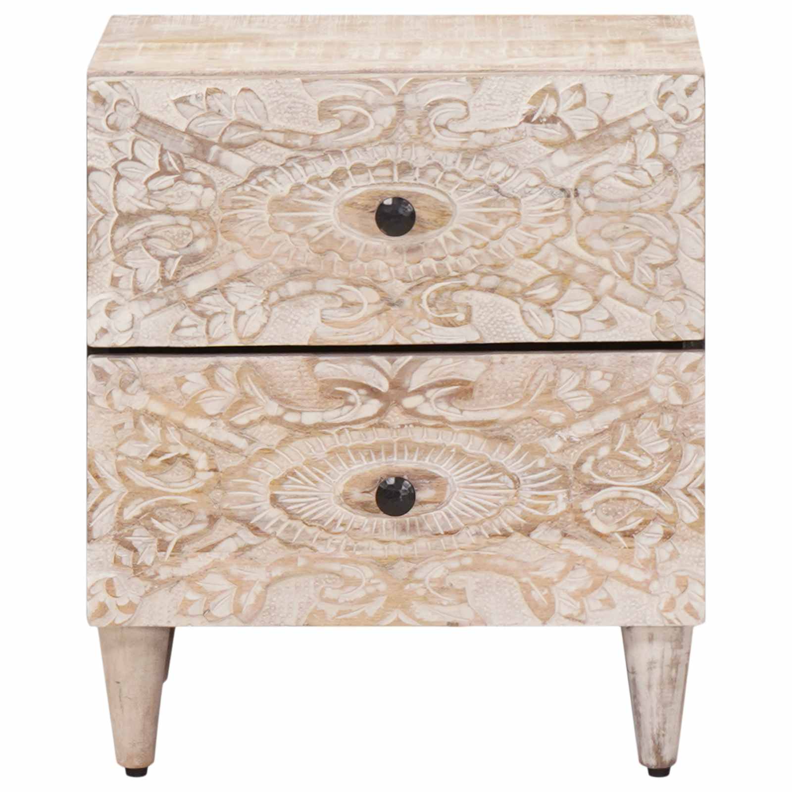 Éjjeliszekrény 2 pcs Fehér 40 x 33,5 x 46 cm Tömör Mangófát