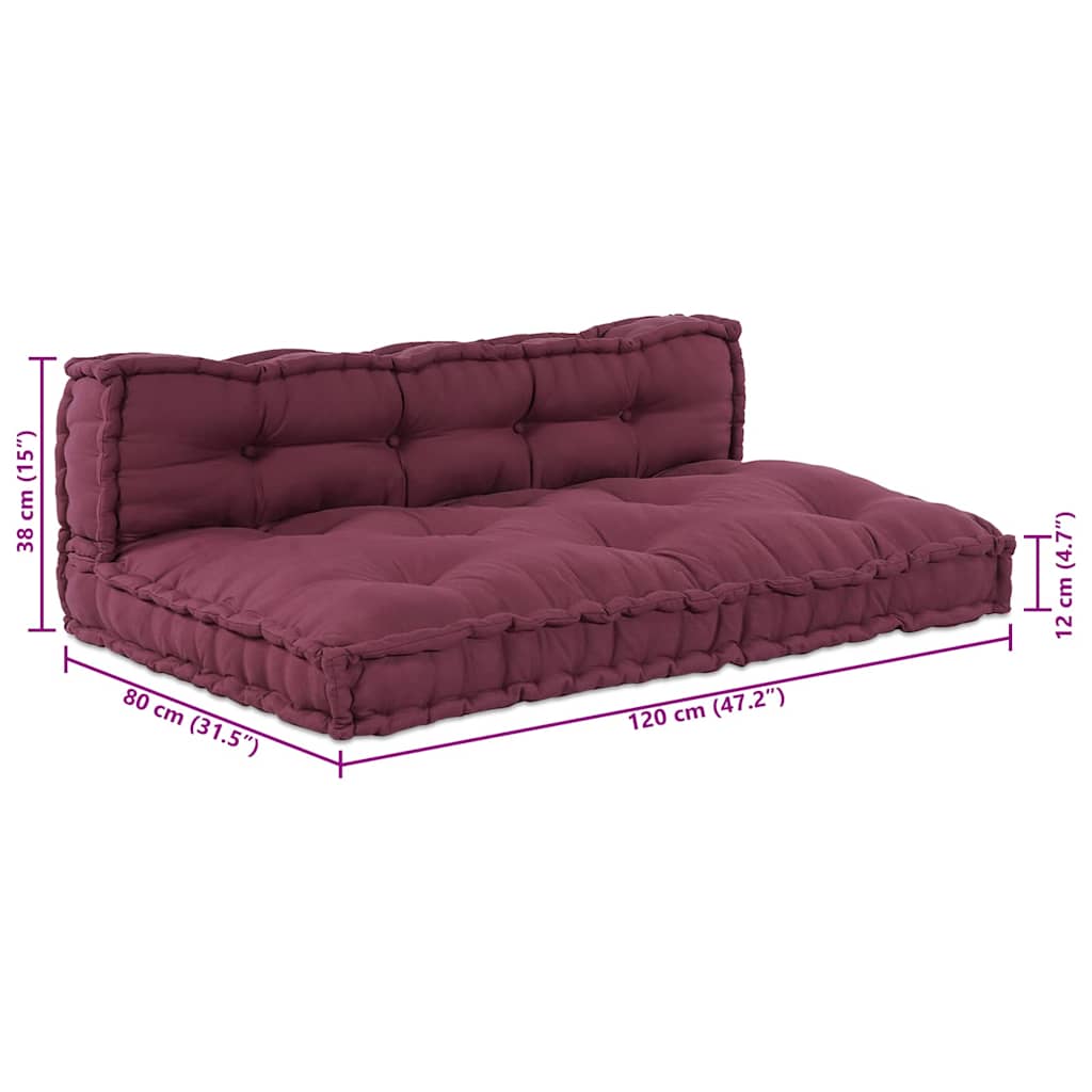 Pallet Sofa Párna 2 pcs Bordó 120 x 80 x 38 cm Szövet