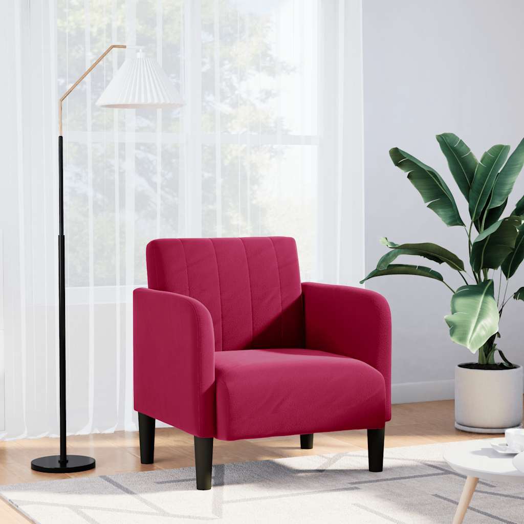 Bordó bársony kanapészék karfával 54 cm