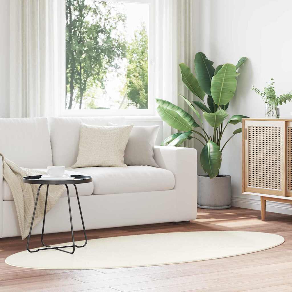 Területszőnyegek Ovális HUARTE Krém 100 x 200 cm