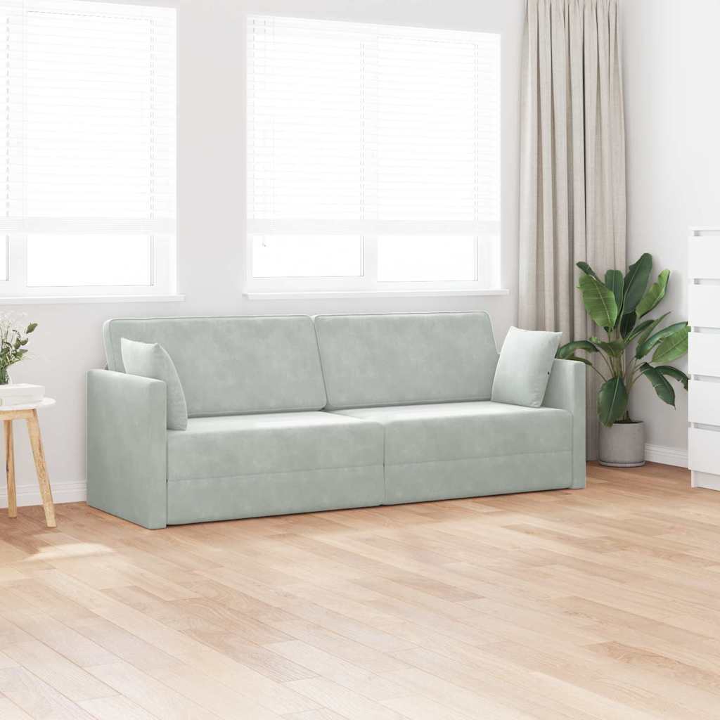 Padlókanapé-ágy 200cm Világosszürke Bársony