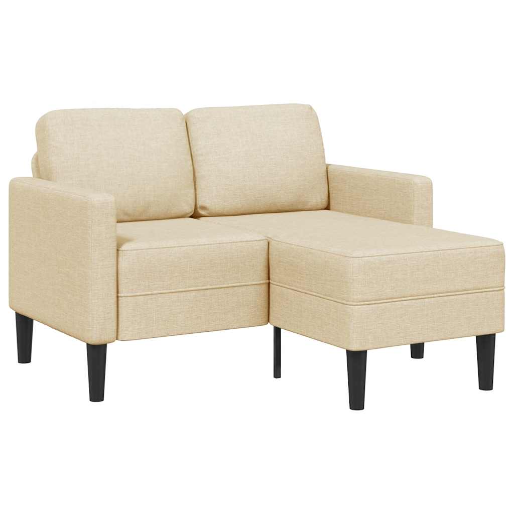 Krémszínű anyagból 2 üléses kanapé L-alakú kanapéval 125 cm
