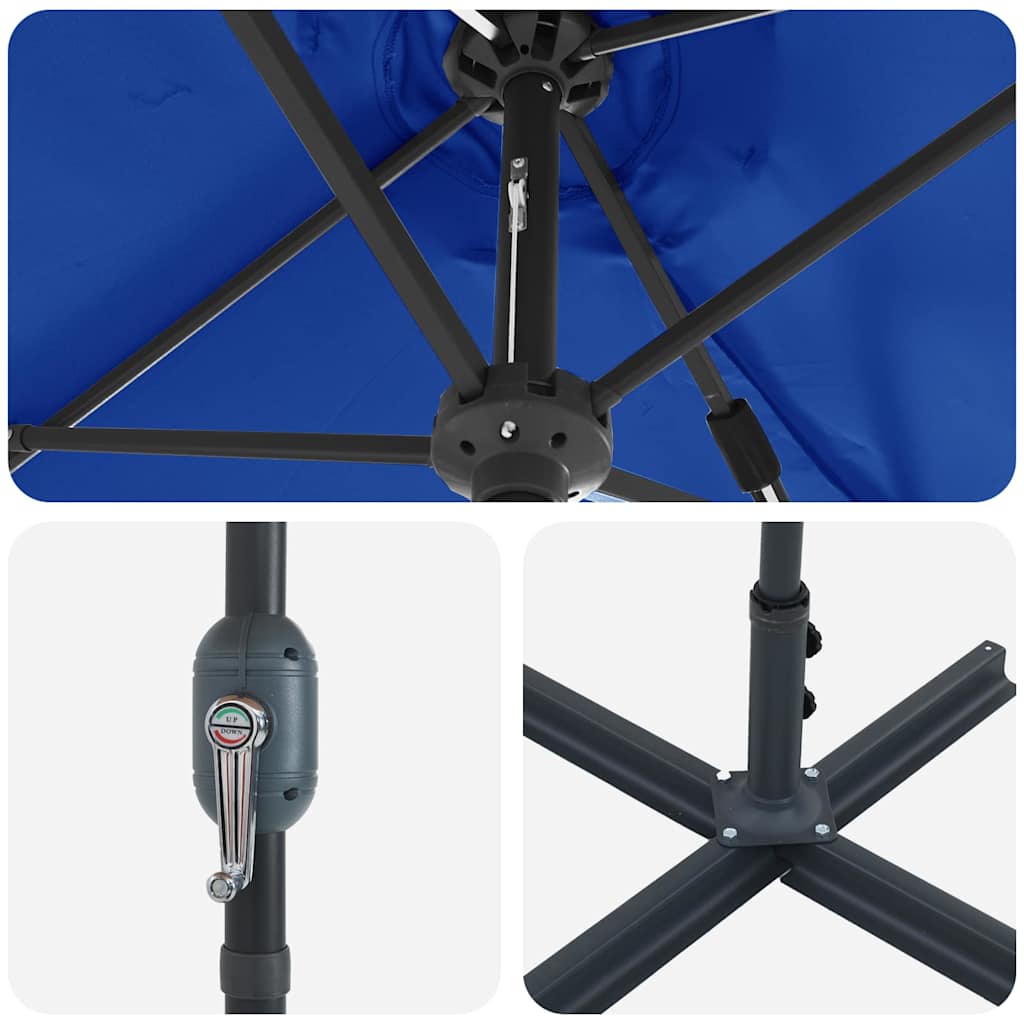 Kerti napernyő Azúrkék 370 x 197 x 239 cm Pamut és Alumínium