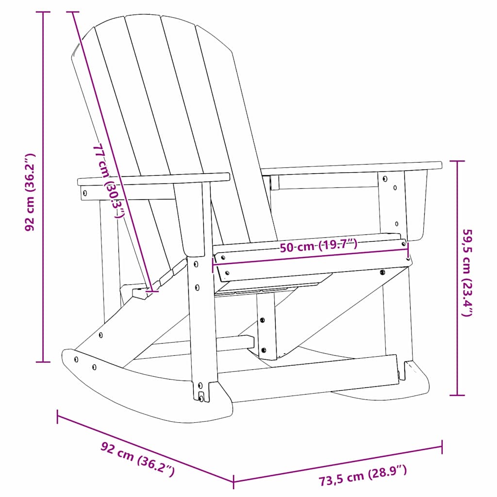 Adirondack hintaszék Fehér 92 x 73,5 x 92 cm HDPE