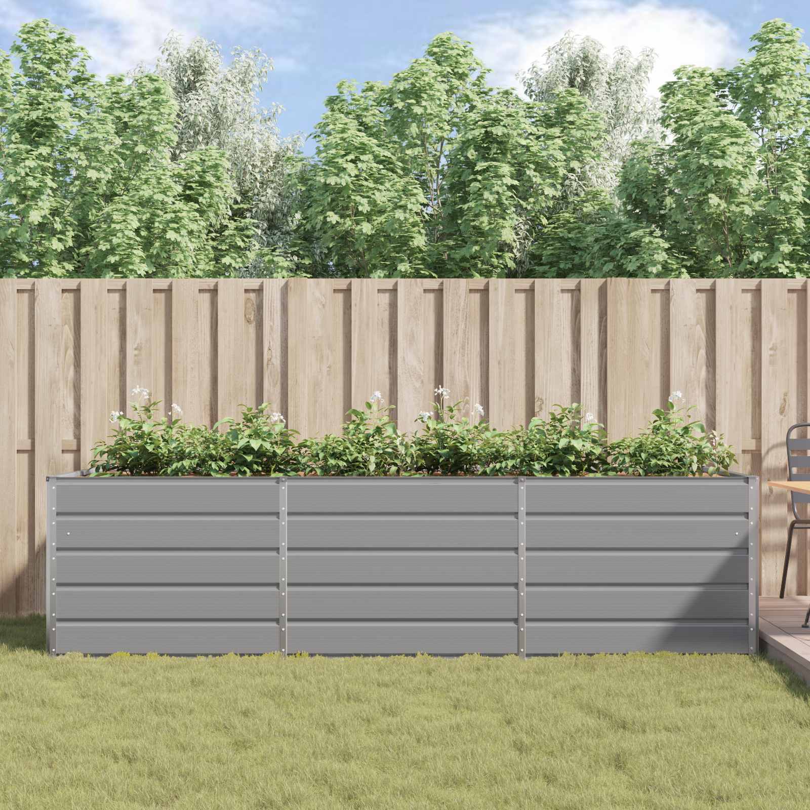 Növénytartó Világosszürke 195 x 100 x 45 cm Horganyzott acél