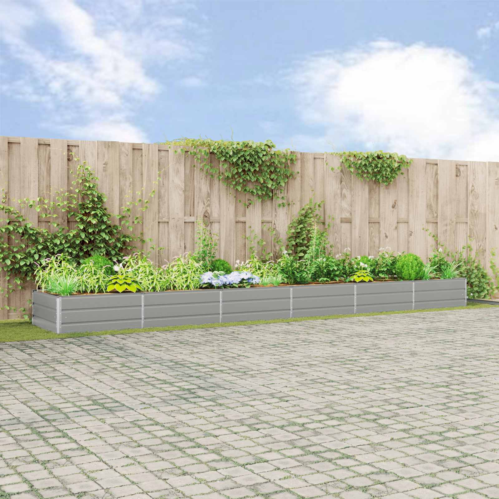 Növénytartó Világosszürke 195 x 100 x 45 cm Horganyzott acél