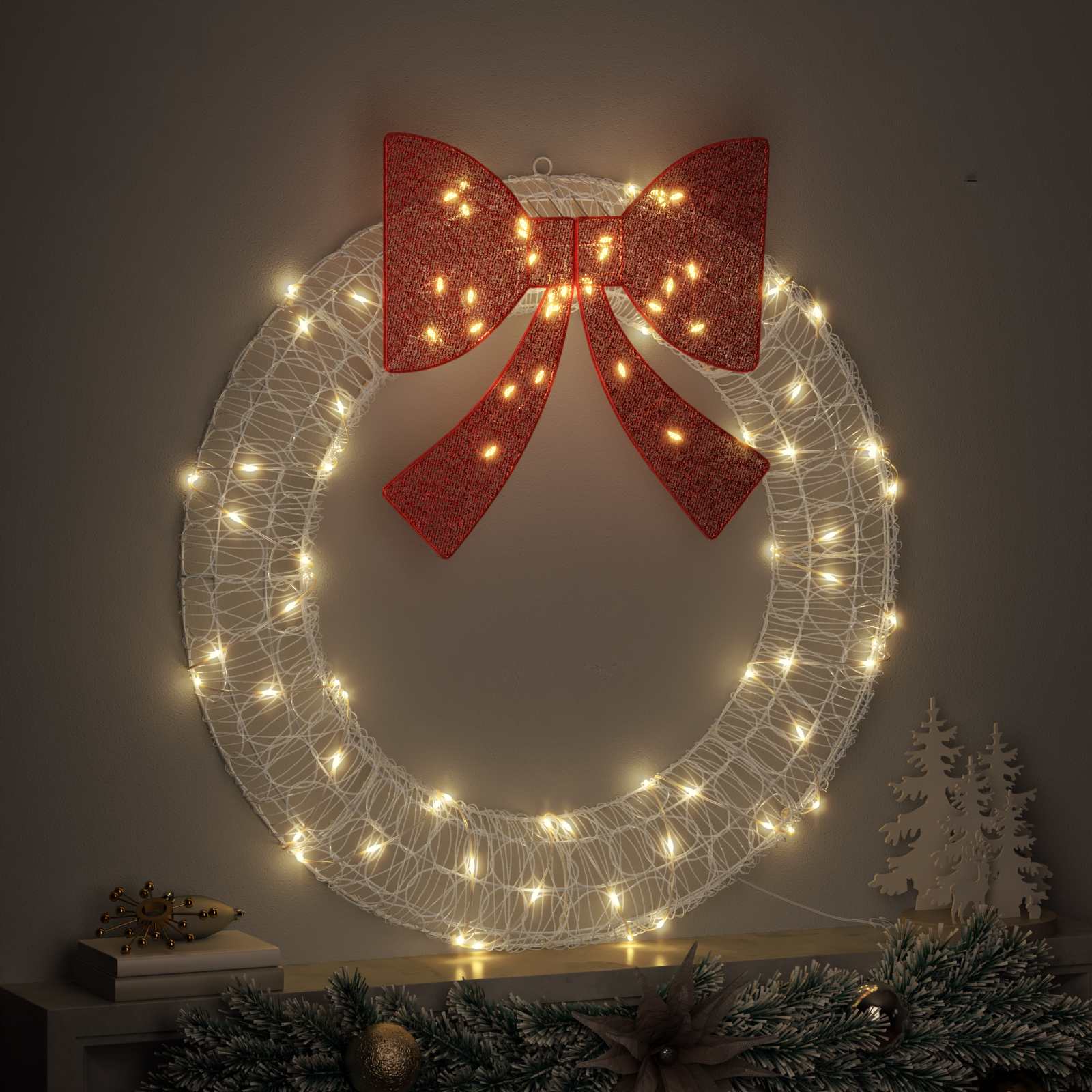 Koszorú 80 LED-del Meleg fehér 92 x 92 x 9,5 cm Akril