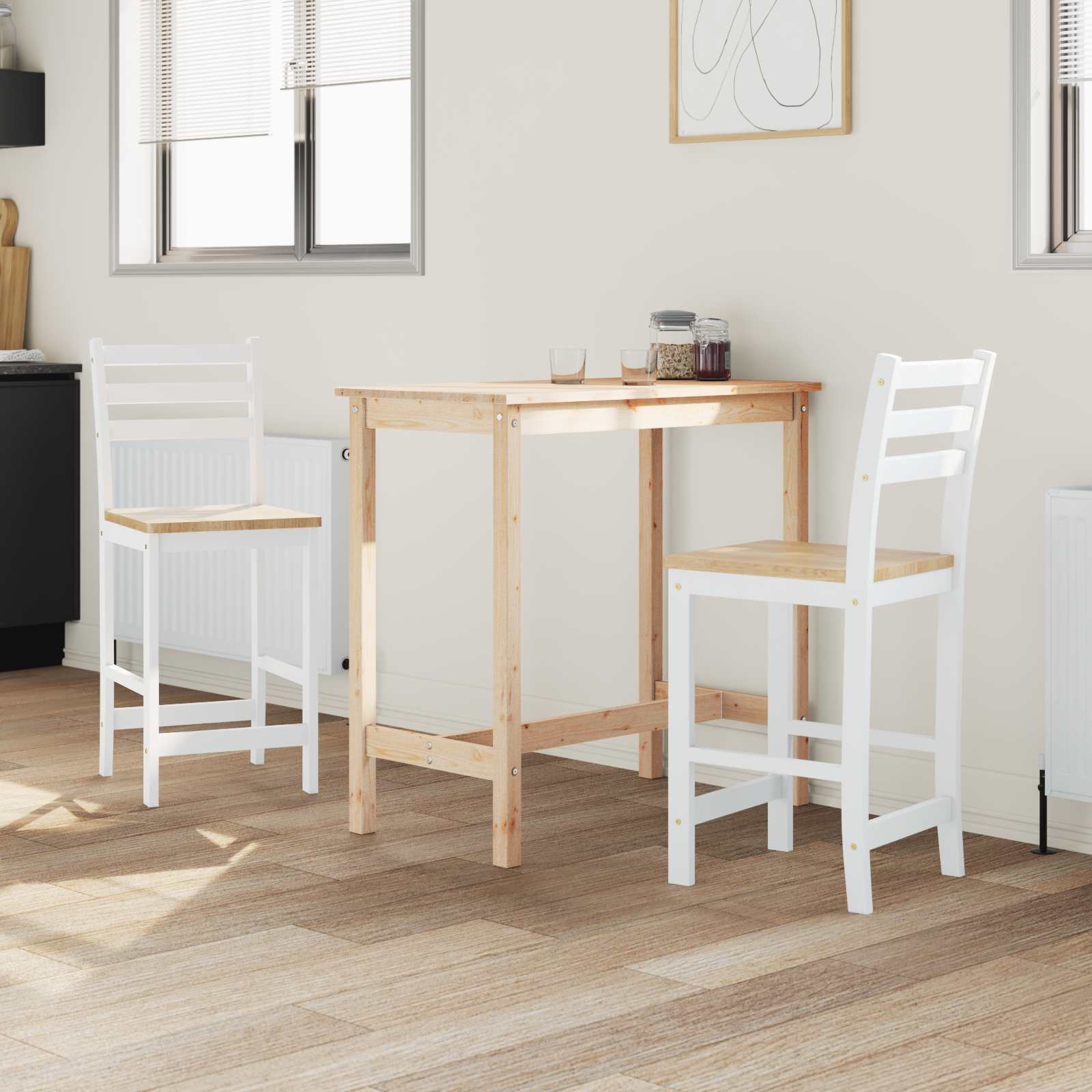 Étkező Székek 2 pcs Fehér 40 x 47,5 x 99,5 cm Tömör Gumi Fa