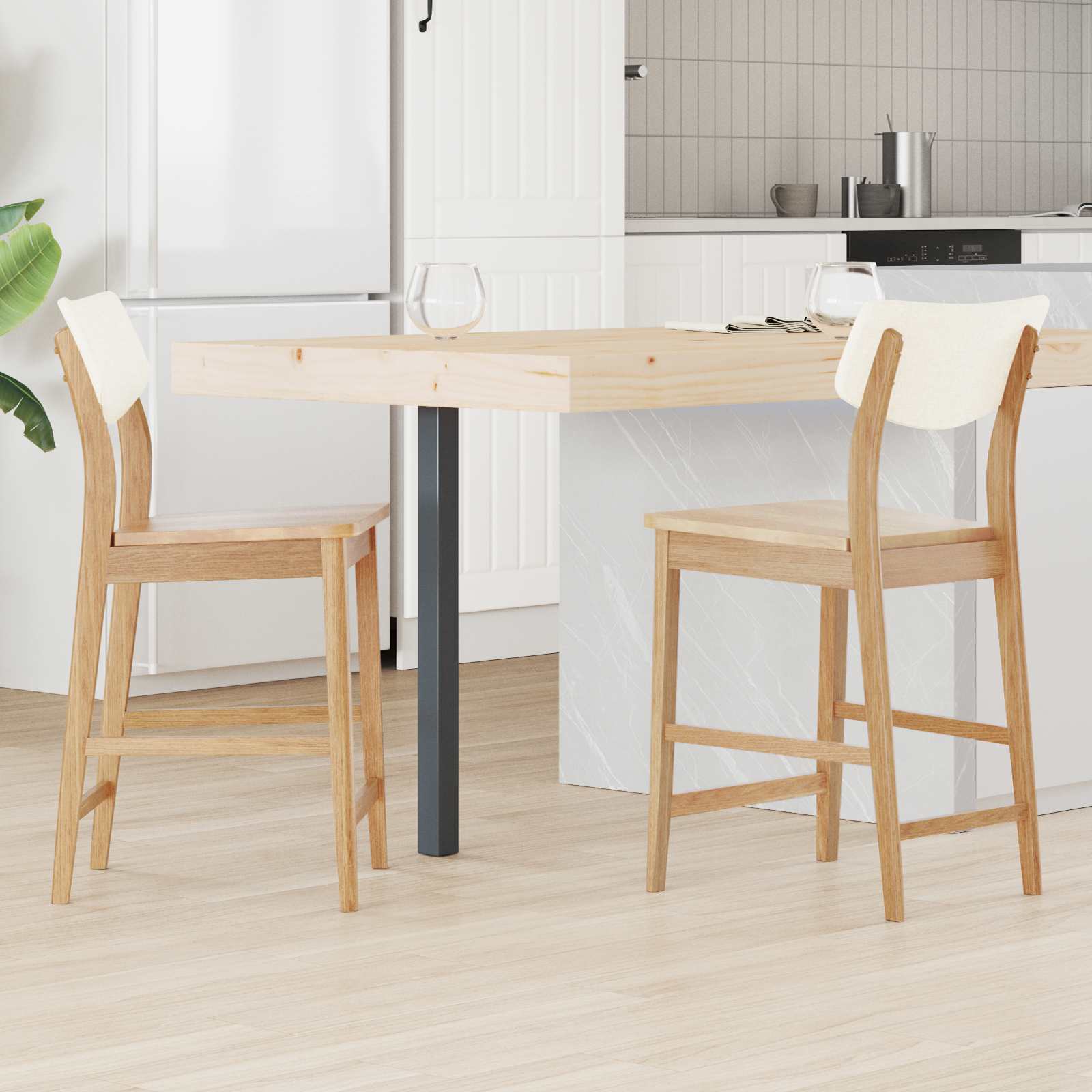 Étkező Székek 2 pcs Természetes 48 x 49 x 95 cm Tömör Gumi Fa