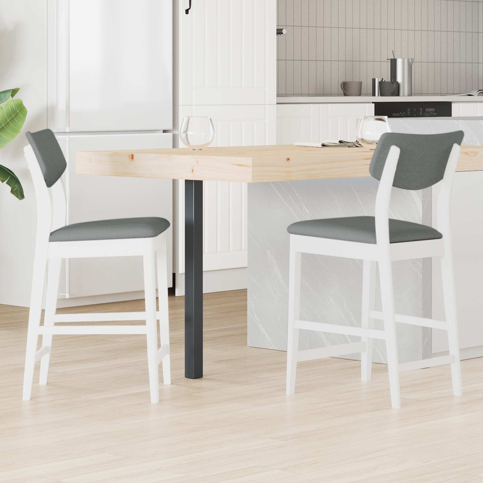 Étkező Székek 2 pcs Fehér 48 x 49 x 95 cm Tömör Gumi Fa