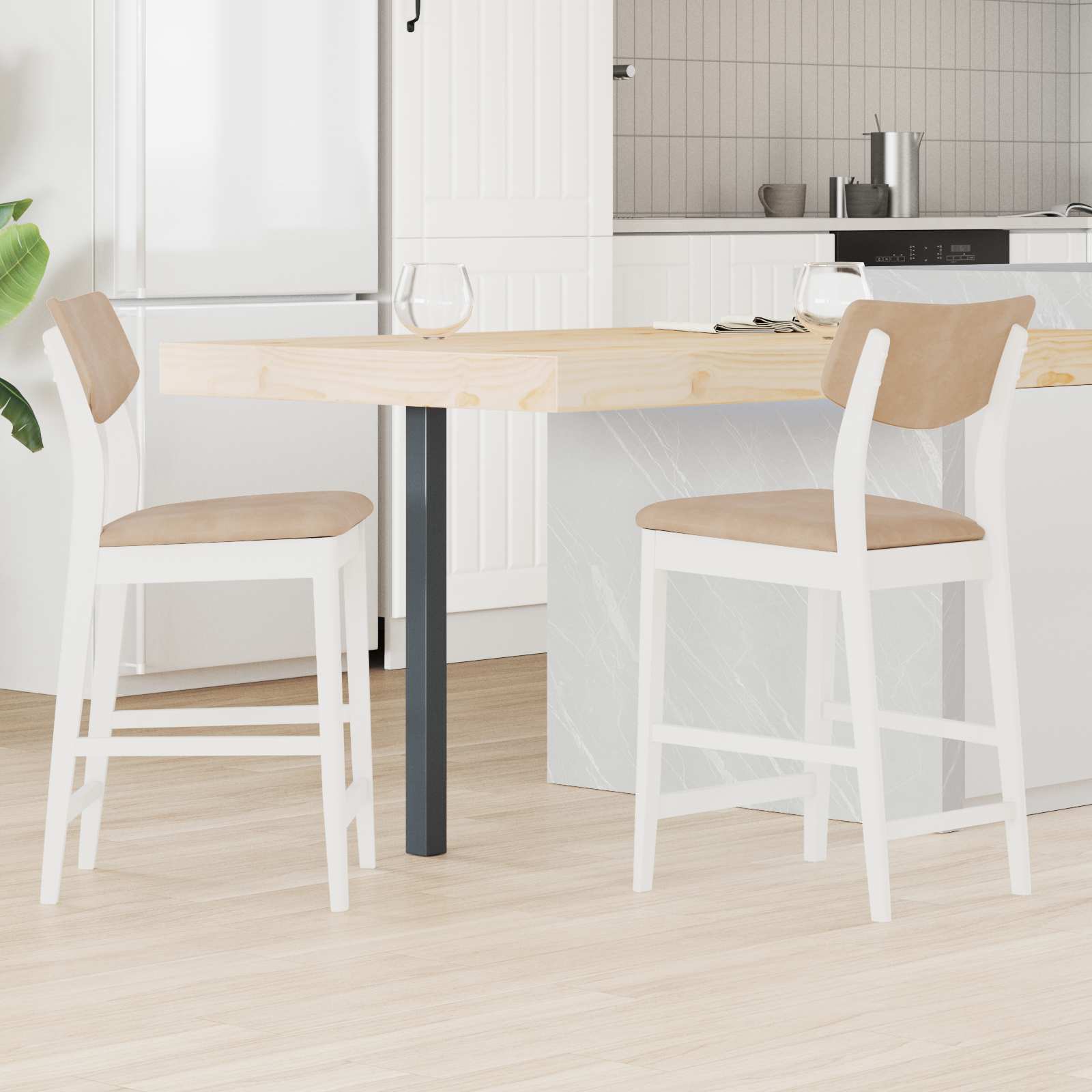 Étkező Székek 2 pcs Fehér 48 x 49 x 95 cm Tömör Gumi Fa