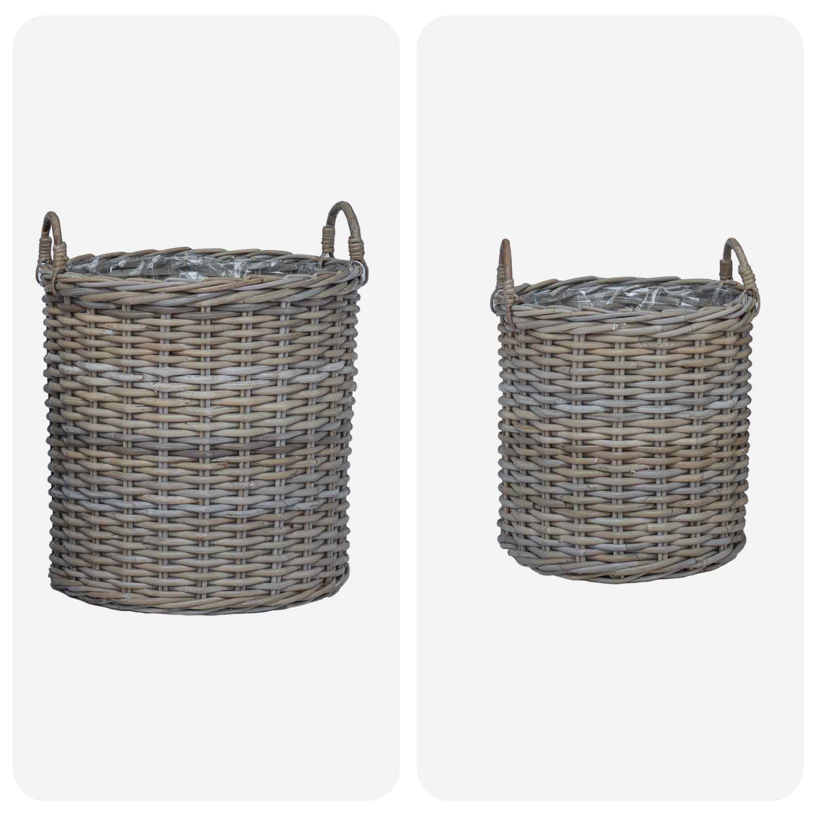 Virágkosár tárolóval 2 pcs Szürke Lacak rattan