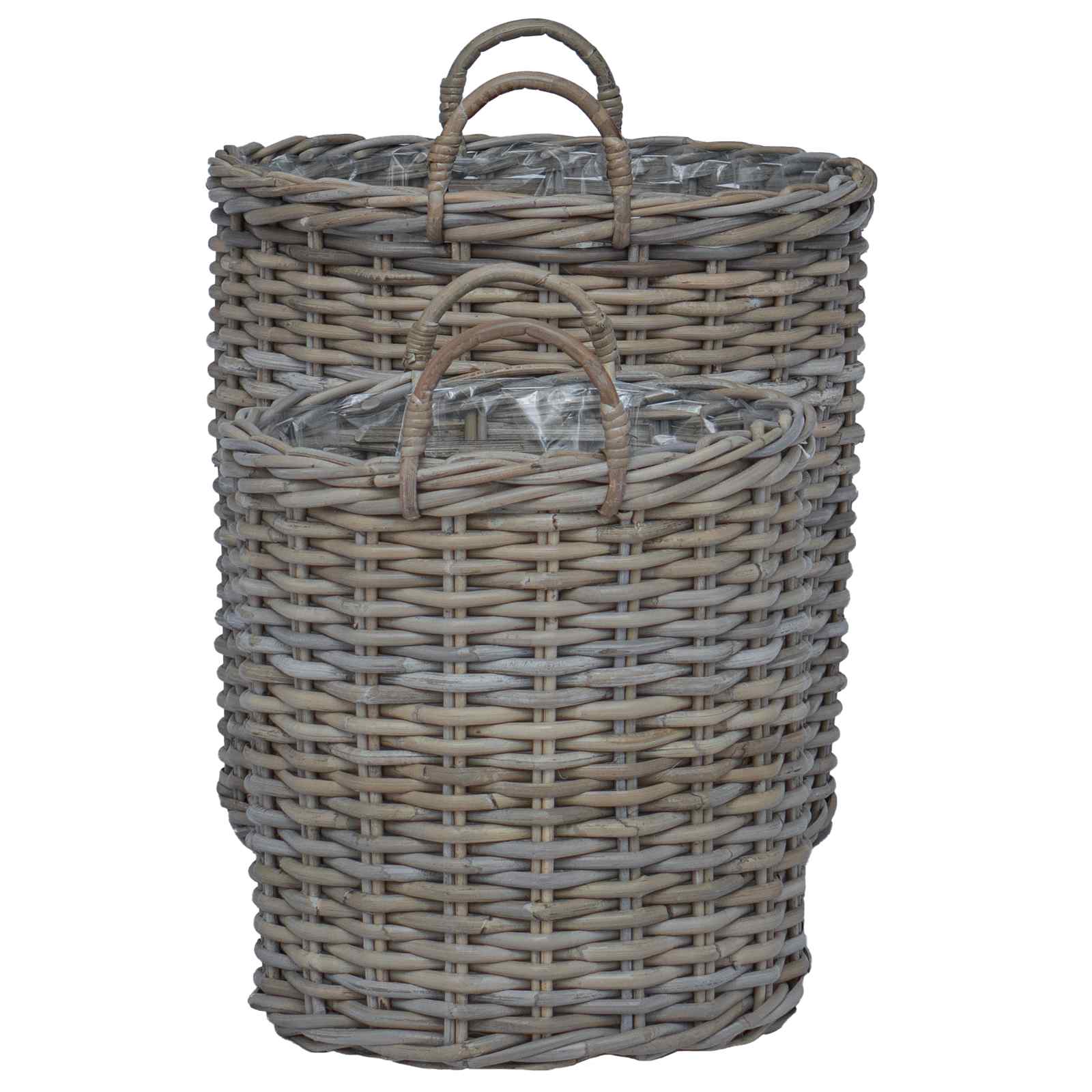Virágkosár tárolóval 2 pcs Szürke Lacak rattan