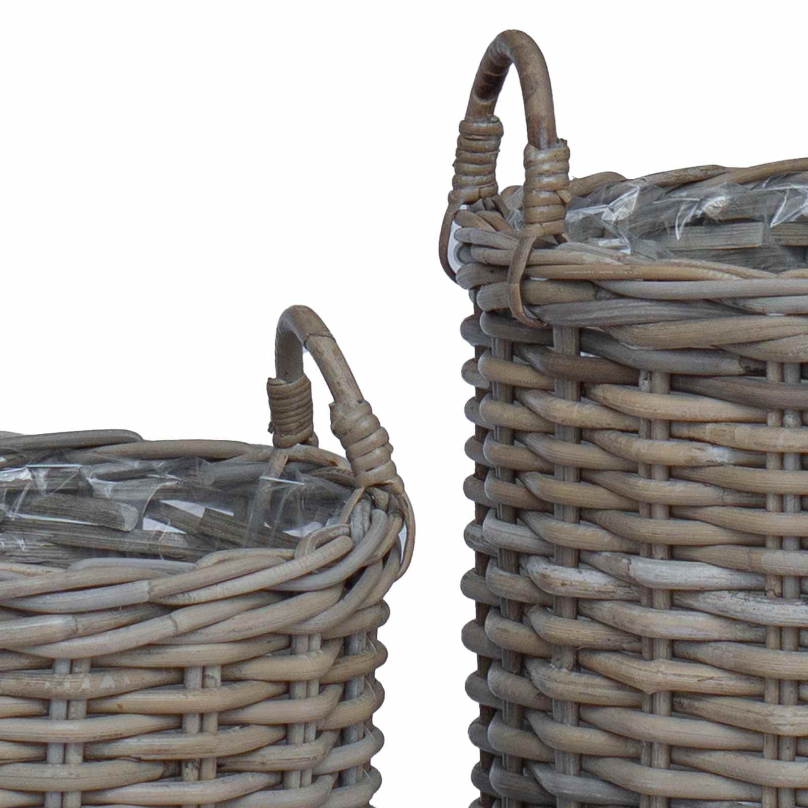 Virágkosár tárolóval 2 pcs Szürke Lacak rattan
