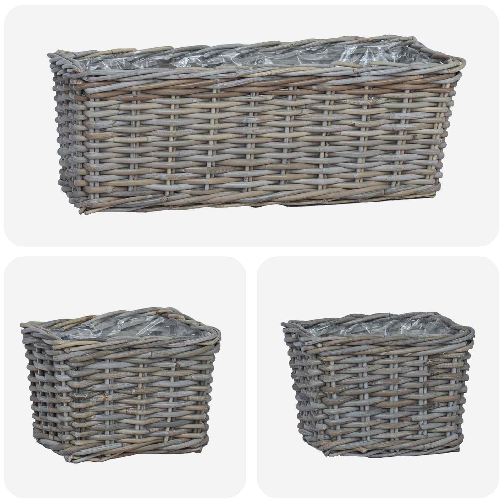Ültető Kosár tárolóval 3 pcs Szürke Kubu rattán