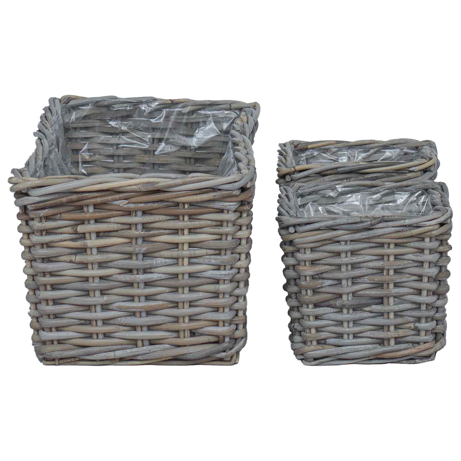 Ültető Kosár tárolóval 3 pcs Szürke Kubu rattán